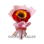 12 Rosas + Girasol en Papel Coreano