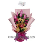 Rosas Rosadas + Oso de Peluche